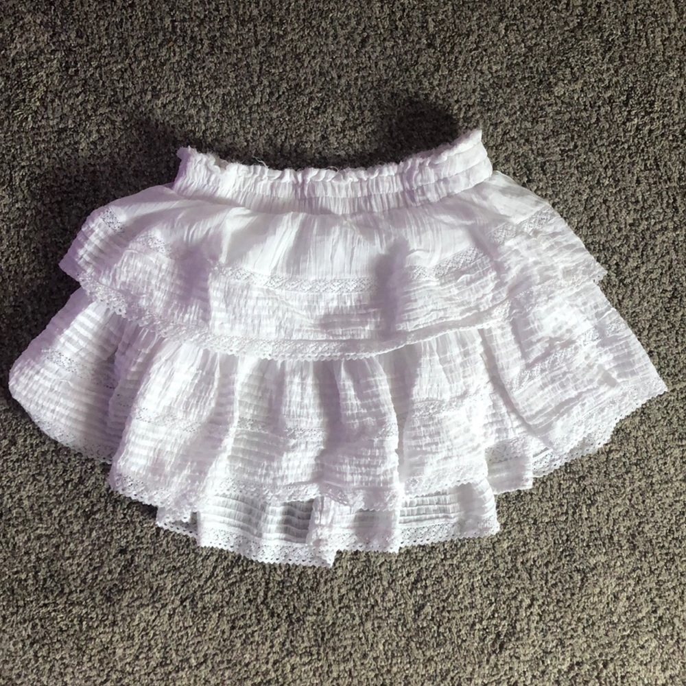 white aerie rock n ruffle mini skirt